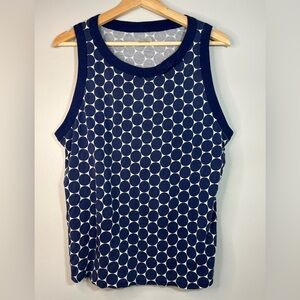 Kate Spade Blue and White Cotton Polka Dot Blouse Tank Top with Bow Women’s XL